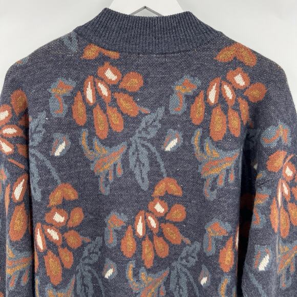 Current Air Anthropologie Sweater Jacquard Half Zip Denim Blue Multi Size Medium - Picture 7 of 10